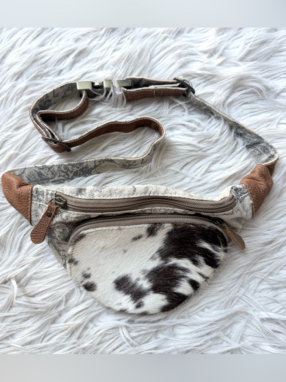 Mysa Bag Cow Belt Bag Fanny Pack Crossbody Canvas Leather Western Boho